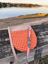 Load image into Gallery viewer, Taupe and Orange Plaid 180 Satchel
